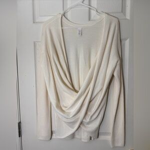 Athleta Women's Cashmere Wool Criss-Cross Sweater Cream Size XS
